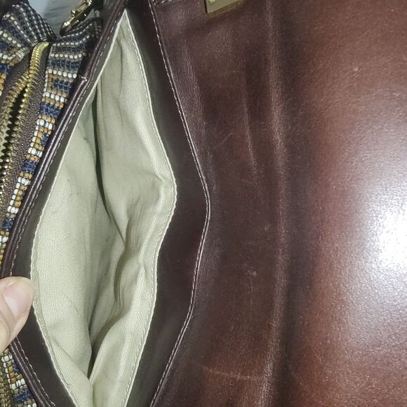 Tory Burch RARE 2011 collection runway leather/woven shoulder bag w/mirror EUC - Picture 12 of 15